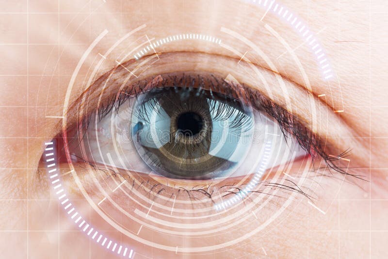 Zakończenia oko przyszłościowa katarakty ochrona, obraz cyfrowy, szkła kontaktowe