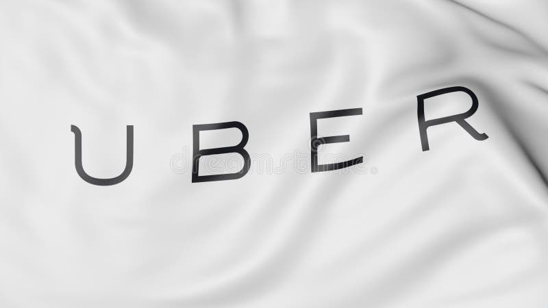 Zakończenie falowanie flaga z Uber technologiami Inc logo, redakcyjny 3D rendering ilustracji Zakończenie falowanie flaga z Uber technologiami Inc logo, redakcyjny 3D rendering ilustracji