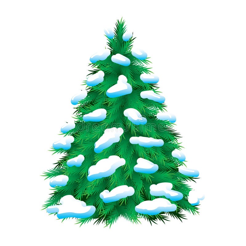 Zakrywający futerka zieleni śniegu drzewo