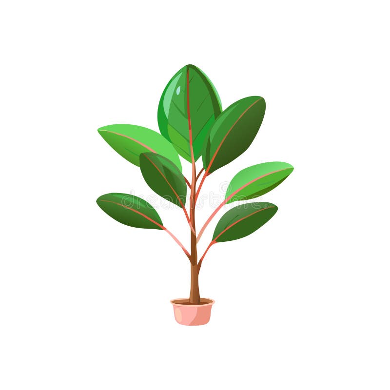 Zakład Gumowy w Pot Ilustracja Ficus Elastica Decorative Indoor Plant royalty ilustracja