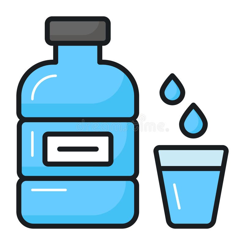Zam Zam Water Gallon with Glass Vector Design, Editable Style Stock Vector Illustration of