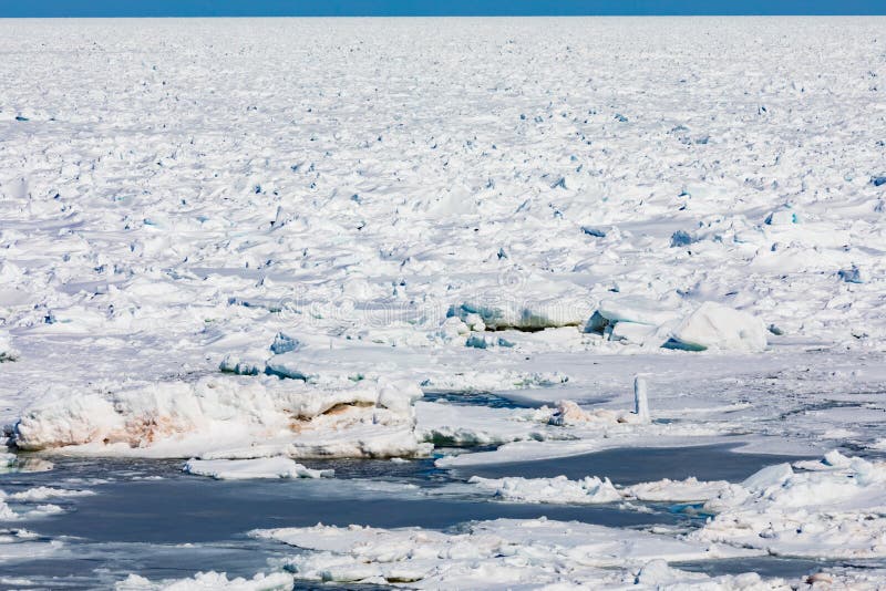 Zamarzniętego północnego atlantyku oceanu lodowi floes zakrywa morze zdjęcia stock