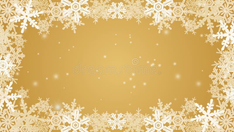 Zamarznięta płatek śniegu ramy animacja - złoty kolor