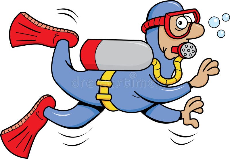 Zambullidor de equipo de submarinismo stock de ilustración Zambullidor de equipo de submarinismo stock de ilustración