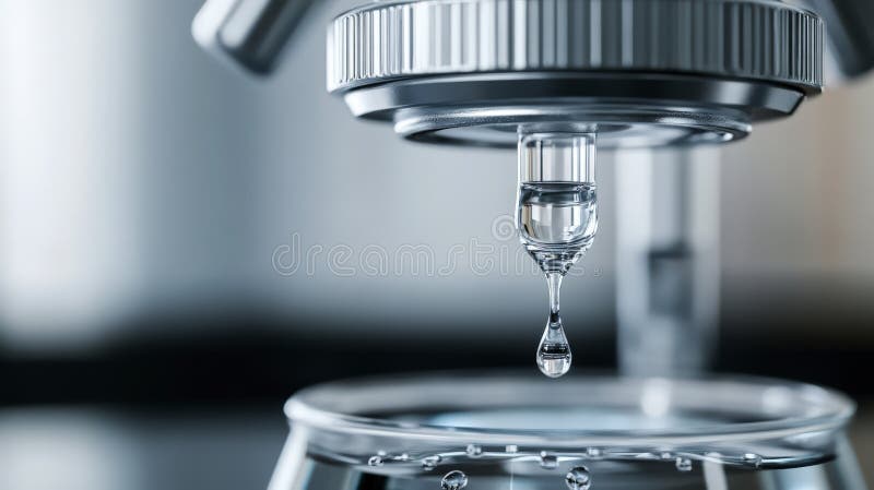 Zamknięcie precyzyjnego przyrządu laboratoryjnego dozującego pojedynczą kroplę płynu ilustracji