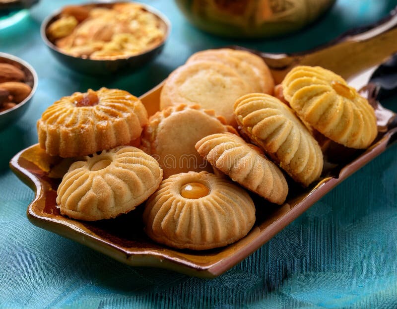 Zamknięcie tradycyjnych ciasteczek i ciastek Eid starannie zaprojektowanych i gotowych do użytku ilustracji