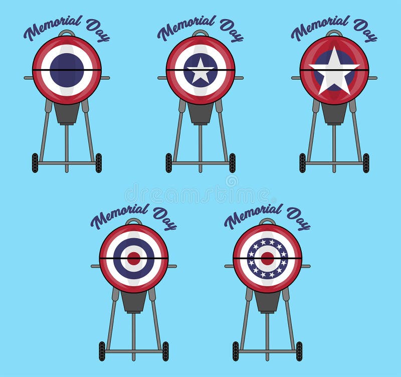 Zamknięty dekla BBQ projekt z Patriotyczną chorągiewki flaga ilustracji Zamknięty dekla BBQ projekt z Patriotyczną chorągiewki flaga ilustracji