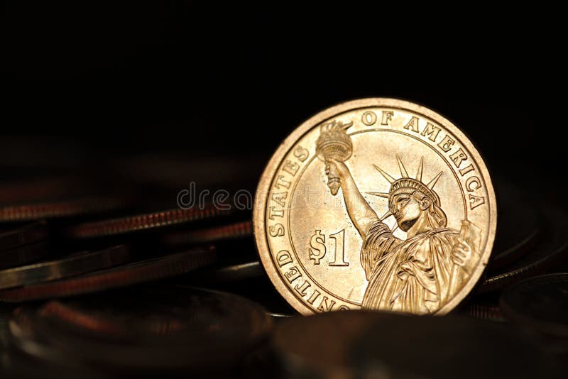 Zamyka up dolar amerykański moneta obrazy stock Zamyka up dolar amerykański moneta obrazy stock
