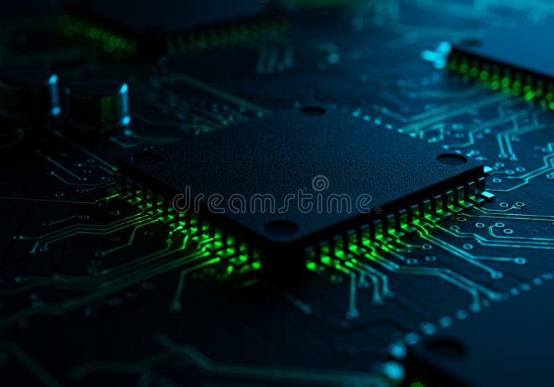 Zamykanie tablicy Green Circuit z mikrochipem ilustracji