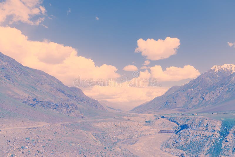 Jammu Kashmir Landscape With Snow Peaksgreen Valley And Blue Cloudy