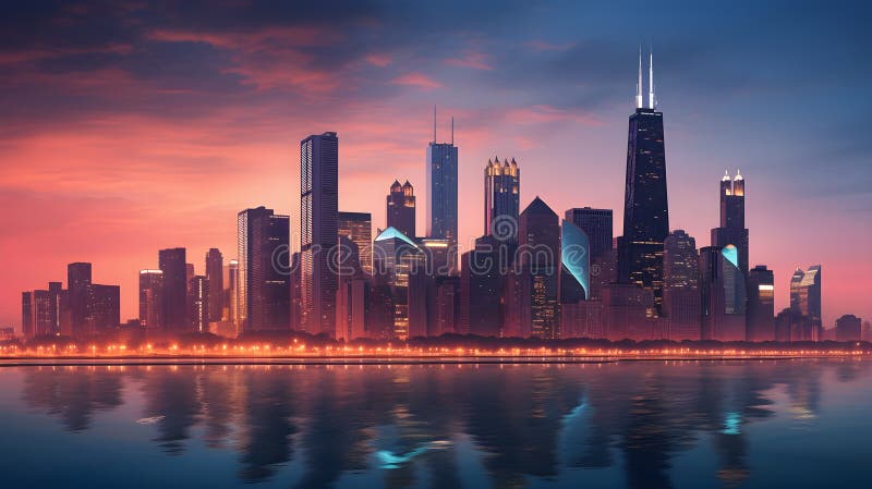 Zanurz się w dynamicznym uroku chicagos skyline ilustracja wektor