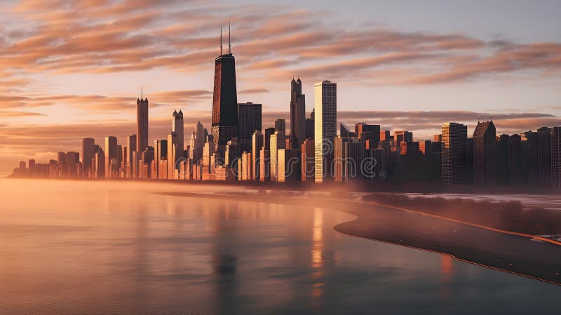 Zanurz się w dynamicznym uroku chicagos skyline royalty ilustracja
