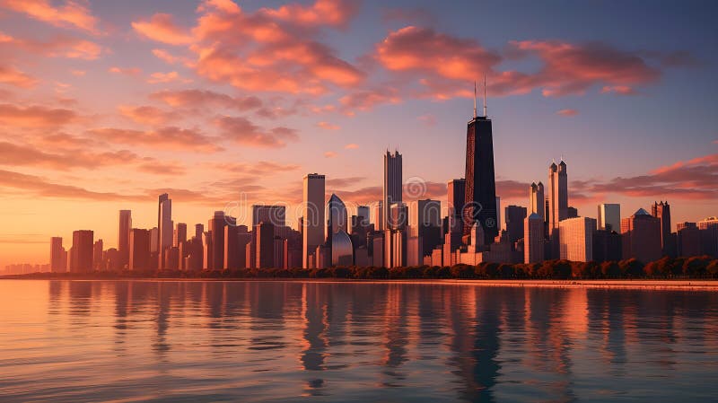 Zanurz się w dynamicznym uroku chicagos skyline ilustracji