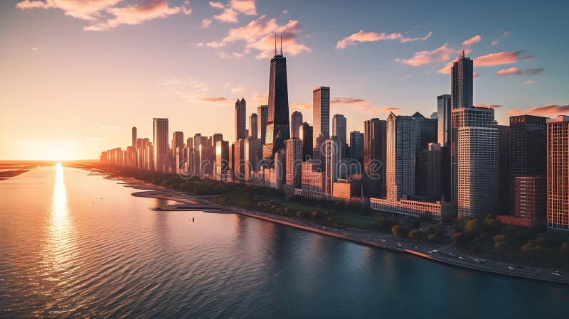 Zanurz się w magii chicagos skyline ilustracji