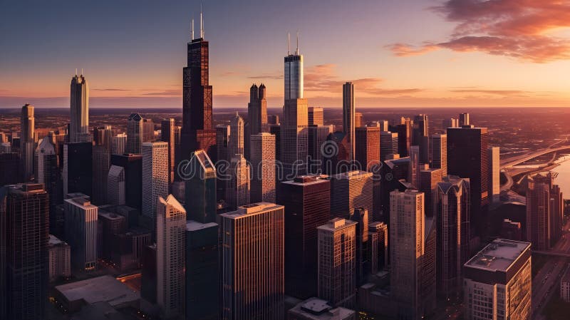 Zanurz się w magii chicagos skyline royalty ilustracja