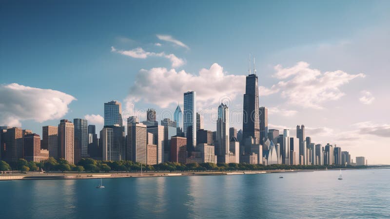 Zanurz się w magii chicagos skyline ilustracji