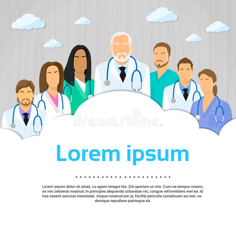 Zaopatrzenie Medyczne lekarki grupy mieszkania profilu ikona ilustracji