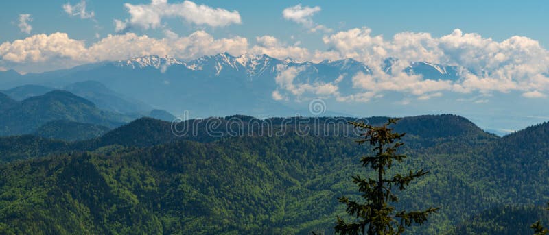 Zapadne Tatry mountains from Klak hill in Velka Fatra mountains in Slovakia