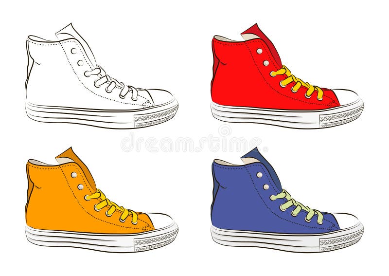 Zapatillas de deporte dibujadas mano, zapatos de gimnasio Ilustración del vector libre illustration Zapatillas de deporte dibujadas mano, zapatos de gimnasio Ilustración del vector libre illustration