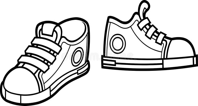 Zapatillas De Dibujos Animados En Blanco Y Negro Ilustración del Vector -  Ilustración de aislado, ropa: 217088011