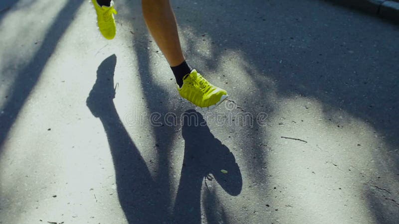 Zapatillas deportivas del hombre que activan al aire libre en el camino