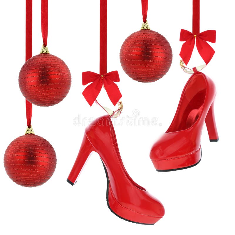 Zapatos De Los Tacones Altos Y Bolas De La Navidad Imagen de archivo -  Imagen de ropas, regalo: 44352897