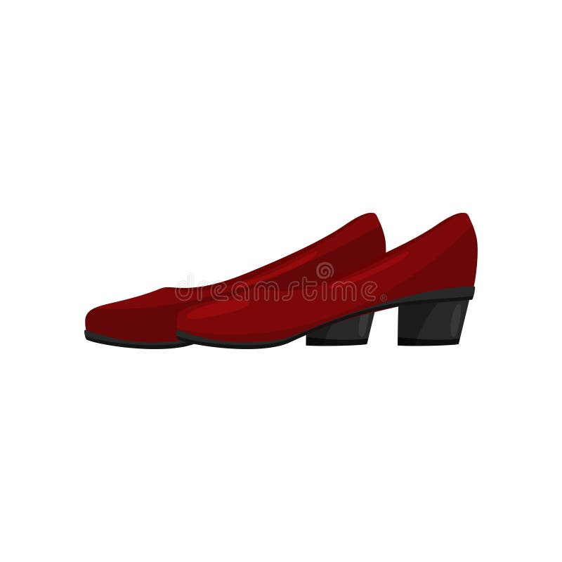 Desviar Fuera suspicaz Zapatos Femeninos Rojos Clásicos Con Los Tacones Bajos, Vista Lateral  Calzado De Moda De Las Mujeres Tema De La Moda Icono Plano Ilustración del  Vector - Ilustración de historieta, diario: 136675957