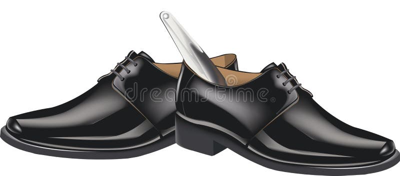 Leche seguramente Hierbas Zapatos Negros Con El Calzador Ilustración del Vector - Ilustración de  cuero, modelo: 55756193
