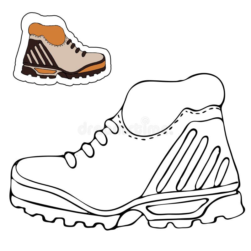 Zapatos Y Botas. Dibujo Vectorial De Esquema Simple Ilustración del Vector  - Ilustración de sencillo, trazado: 185813501