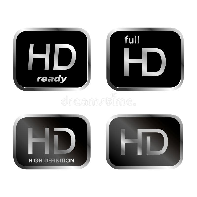 HD icons - buttons isolated on white background. HD icons - buttons isolated on white background