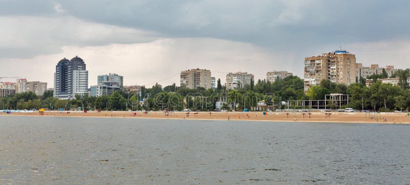 Zaporizhia Cityscape with Dramatic Sky, Ukraine Stock Photo - Image of ...