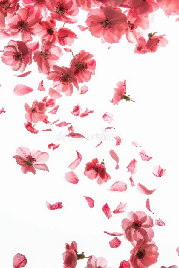 Zarte rosa Blumen mit Blütenblättern sorgen für eine ruhige Atmosphäre auf weißem Hintergrund stock abbildung