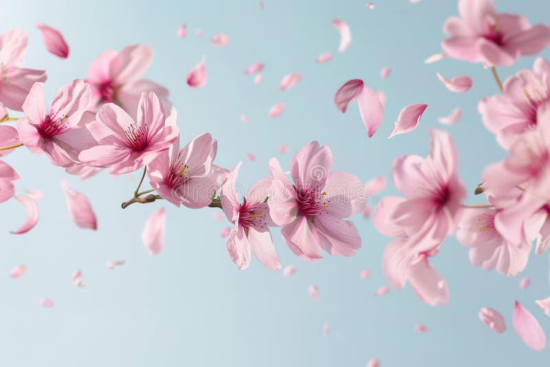 Zarte rosa Blumen mit Blütenblättern sorgen für eine ruhige Atmosphäre auf weißem Hintergrund lizenzfreie abbildung