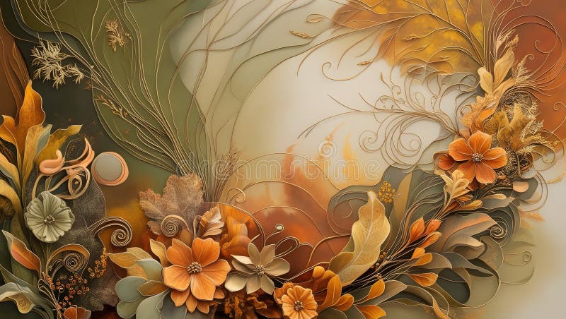 Zartes Herbstkunstwerk mit aufwändigen Mustern und warmen Erdtönen, ideal für saisonale Designs Grußkarten vektor abbildung