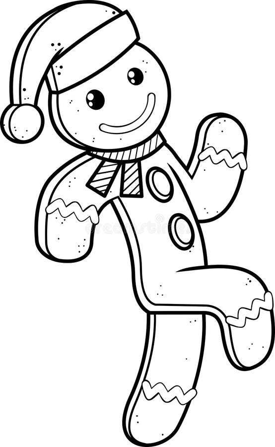 Zarysowany bohater bożonarodzeniowy gingerbreman ilustracja wektor
