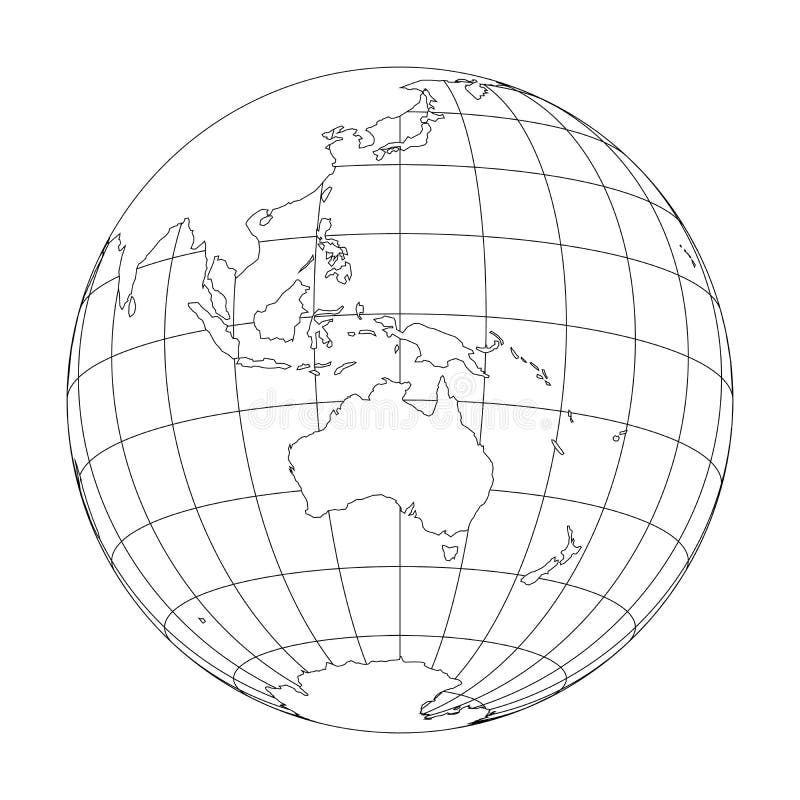 Zarysowywa Ziemską kulę ziemską z mapą skupiającą się na Australia i Oceania świat również zwrócić corel ilustracji wektora