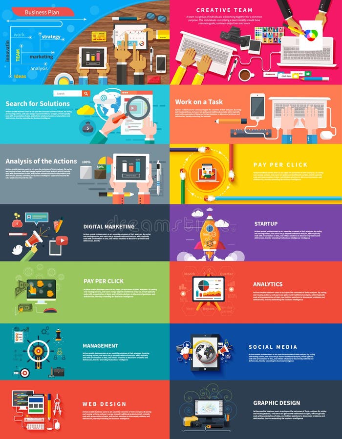 Zarządzania cyfrowego marketingowego srartup planistyczny seo ilustracji