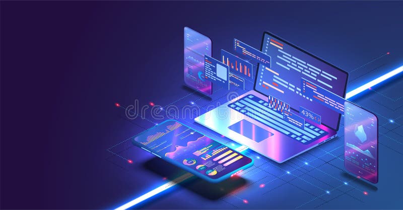 Zastosowanie smartfona z wykresem biznesowym i danymi analitycznymi na izometrycznym telefonie komórkowym. analizy trendów i oprog Zastosowanie smartfona z wykresem biznesowym i danymi analitycznymi na izometrycznym telefonie komórkowym. analizy trendów i oprog
