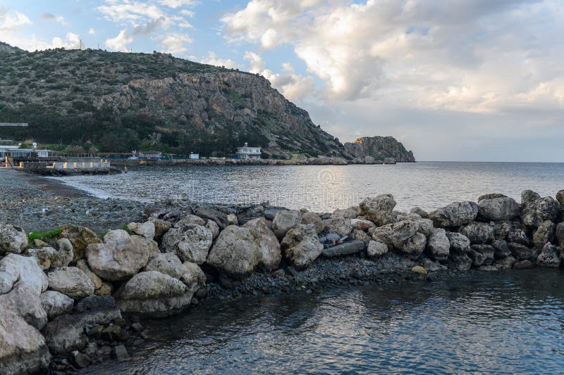 Mediterranean bay and mountains in Cyprus in winter 2. Mediterranean bay and mountains in Cyprus in winter 2