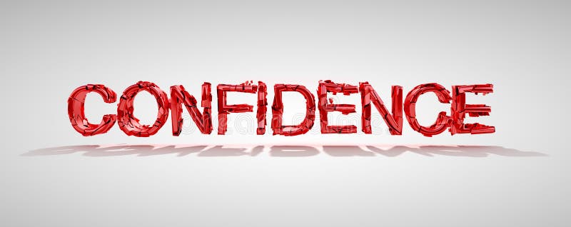 Red confidence word destruction over grey background. Red confidence word destruction over grey background