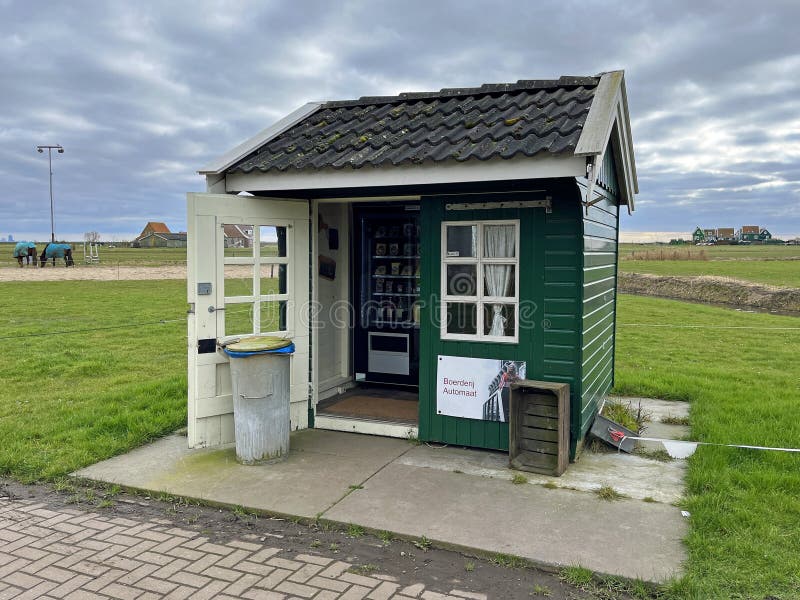 Marken,the Netherlands - March 3,2023: Automated mini farm shop in de Dutch countryside. Marken,the Netherlands - March 3,2023: Automated mini farm shop in de Dutch countryside.