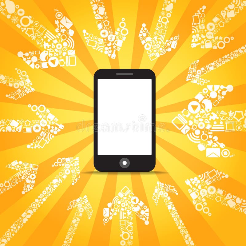 zawartość medialny idzie mobilny nowożytny telefon ilustracja wektor zawartość medialny idzie mobilny nowożytny telefon ilustracja wektor