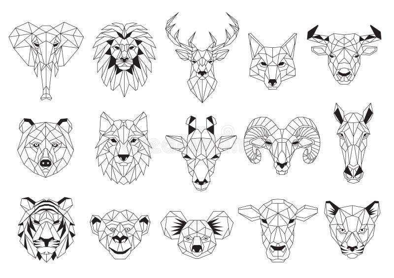 Zbiór geometrycznych zwierząt abstrakcyjnych. czarne zwierzęta na białym tle. modna konstrukcja wektora monochromatycznego ilustracja wektor