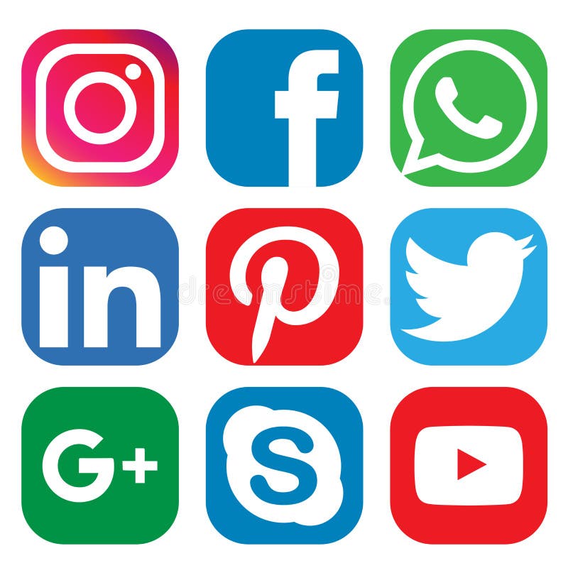 Zbiór przycisków ikon mediów społecznościowych w elementach wektorowych