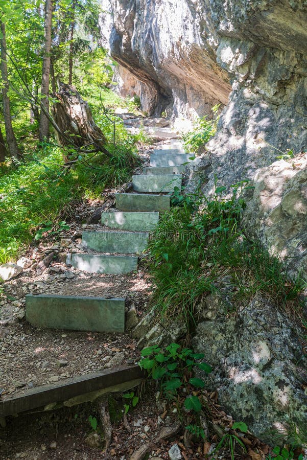 Zbojnicky chodnik hiking trail in Mala Fatra mountains in Slovakia
