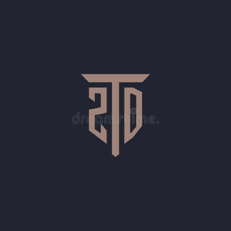 ZD initial logo monogram with pillar icon design royalty free illustration