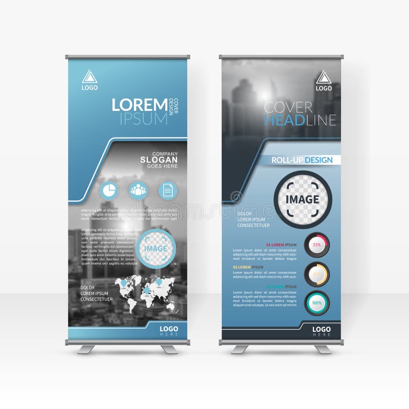 Business roll up design template, X-stand, Vertical flag-banner design layout, standee display promoting royalty free illustration Business roll up design template, X-stand, Vertical flag-banner design layout, standee display promoting royalty free illustration