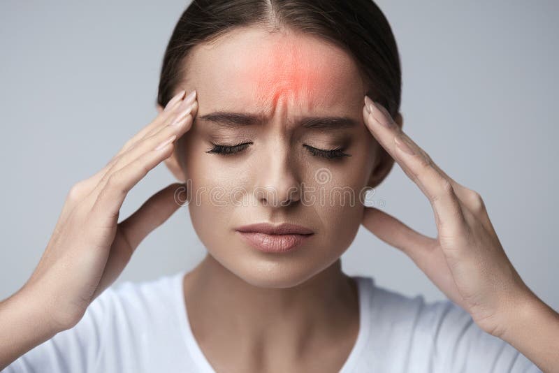 Health And Pain. Stressed Exhausted Young Woman Having Strong Tension Headache. Closeup Portrait Of Beautiful Sick Girl Suffering From Head Migraine, Feeling Pressure And Stress. High Resolution Image. Health And Pain. Stressed Exhausted Young Woman Having Strong Tension Headache. Closeup Portrait Of Beautiful Sick Girl Suffering From Head Migraine, Feeling Pressure And Stress. High Resolution Image