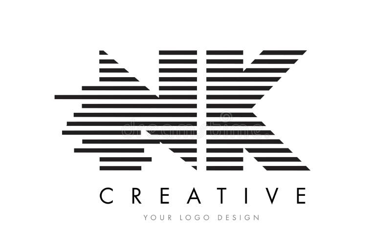 Zebra-Buchstabe Logo Design NK N K mit Schwarzweiss-Streifen