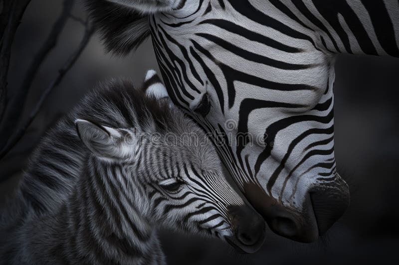 Zebra e Foal Nuzzling immagini stock libere da diritti